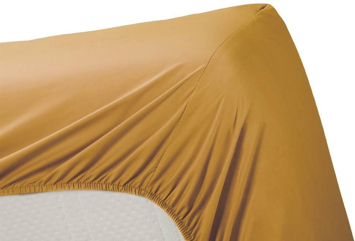 AMBIANTE Hoeslaken Katoen Ochre-1-persoons (90x200 Cm) - Geel