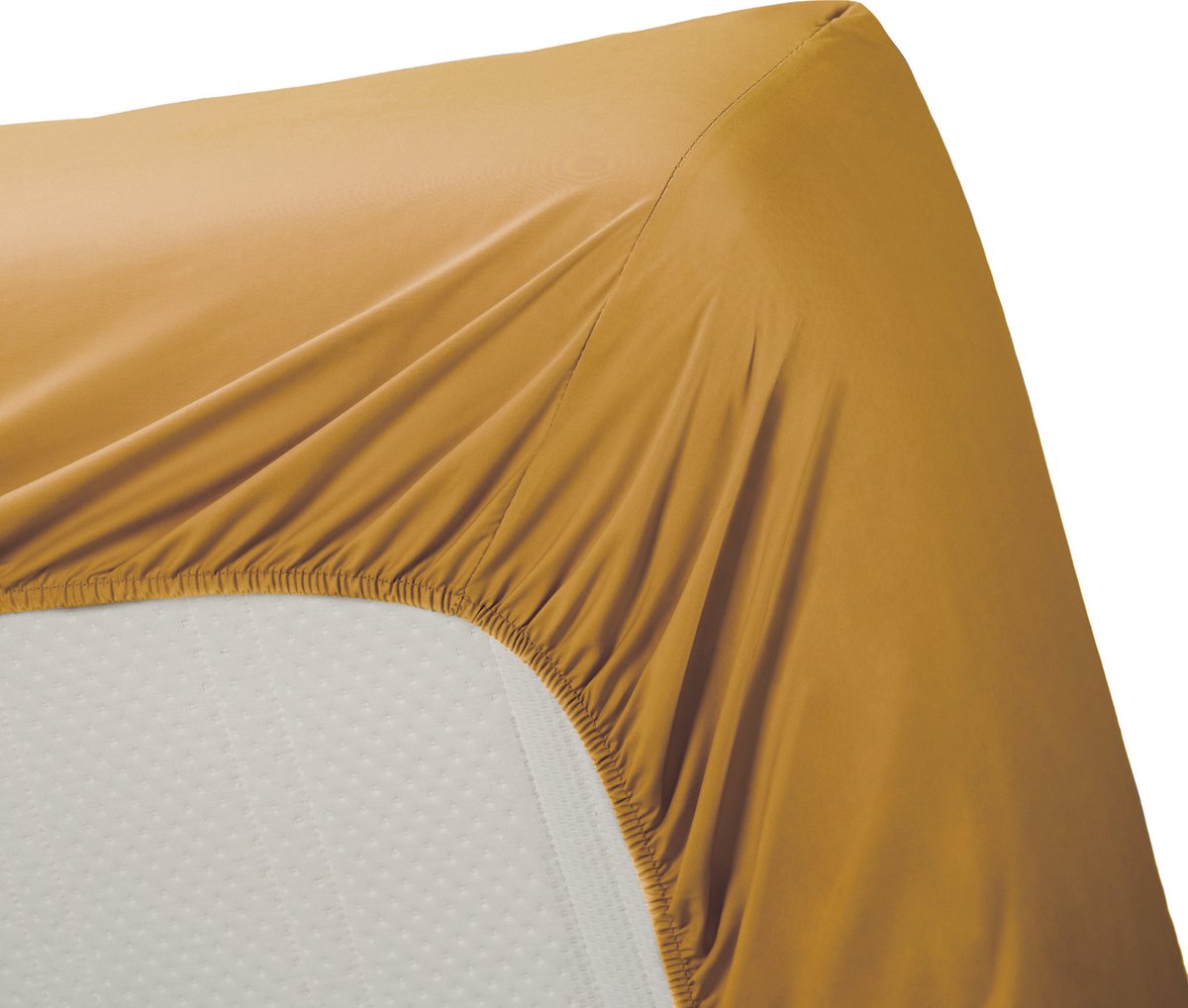 AMBIANTE Hoeslaken Katoen Ochre-1-persoons (90x200 Cm) - Geel