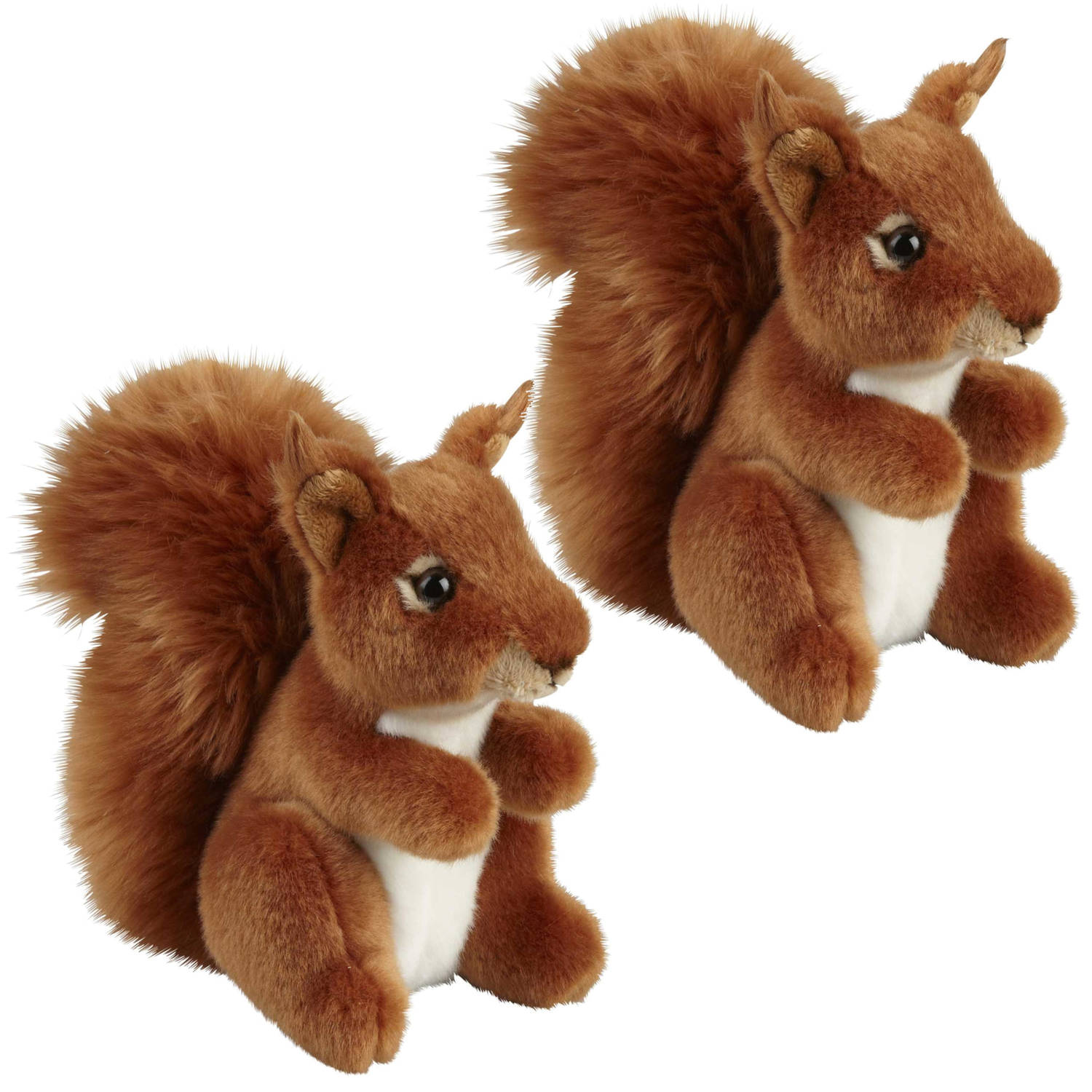 Familie Set Van 2x Stuks Pluche Knuffel Dieren Rode Eekhoorn Van 18 Cm - Knuffel Bosdieren