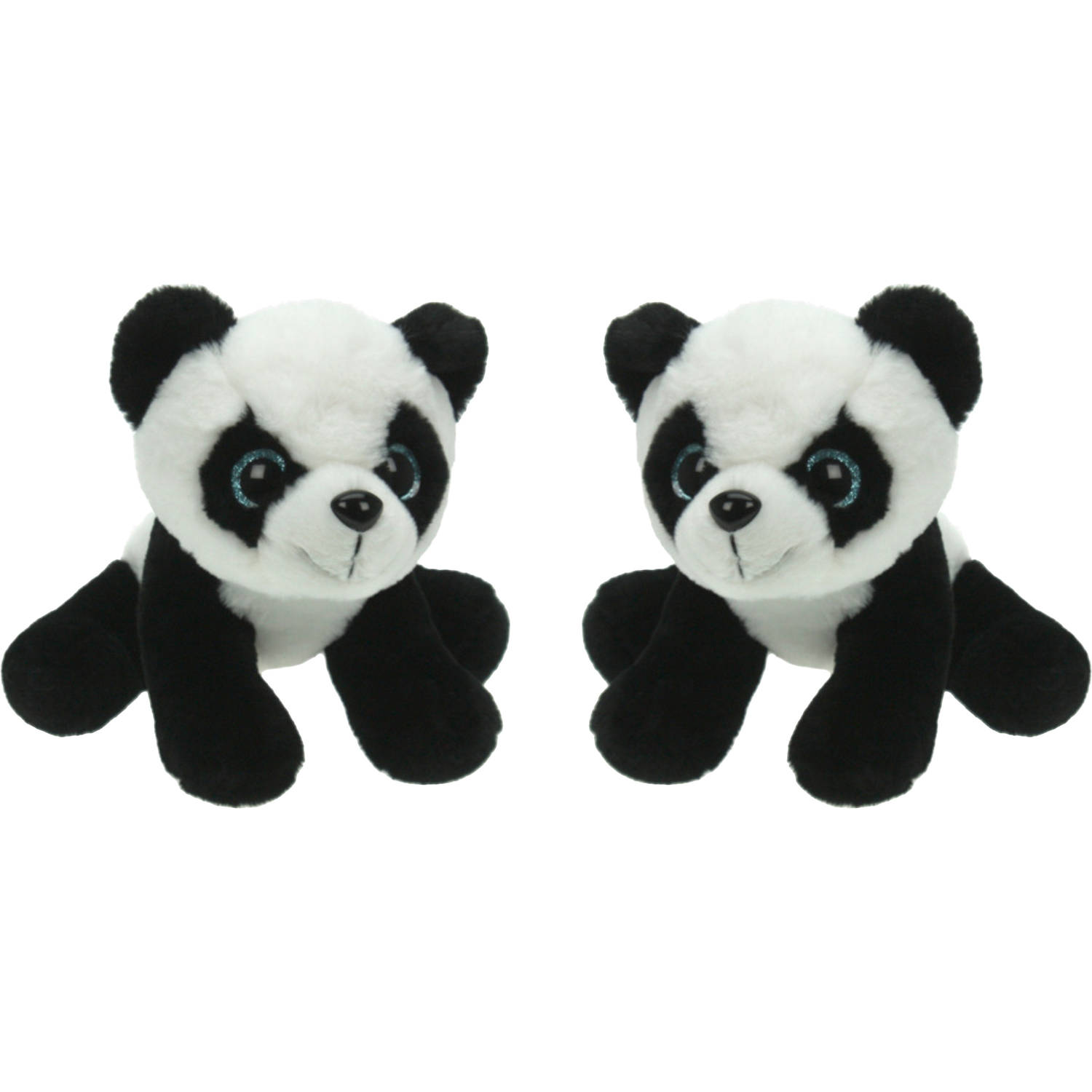 Set Van 2x Stuks Pluche Knuffel Dieren Panda Beer Van 25 Cm - Knuffeldier