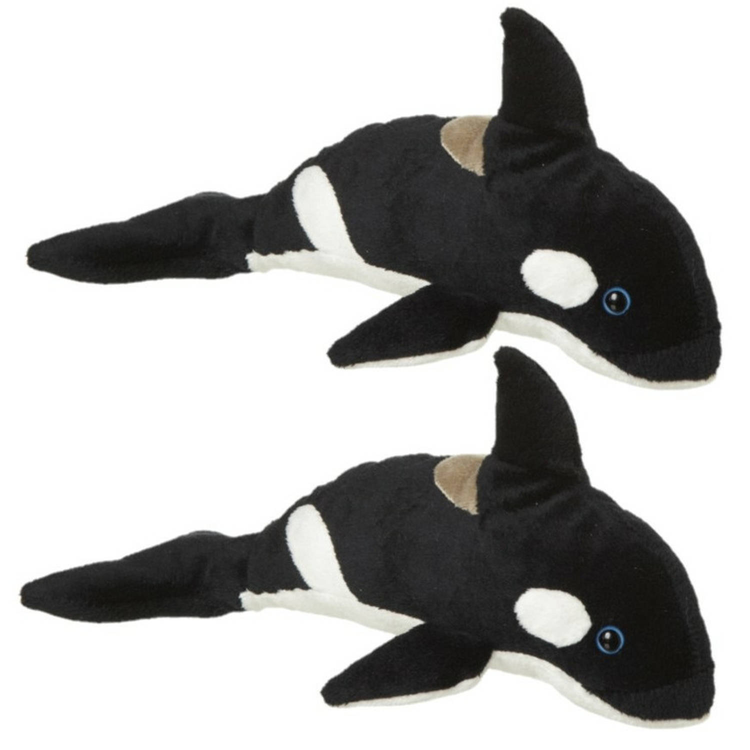 Set Van 2x Stuks Pluche Knuffel Orka Walvis Van 25 Cm - Knuffel Zeedieren