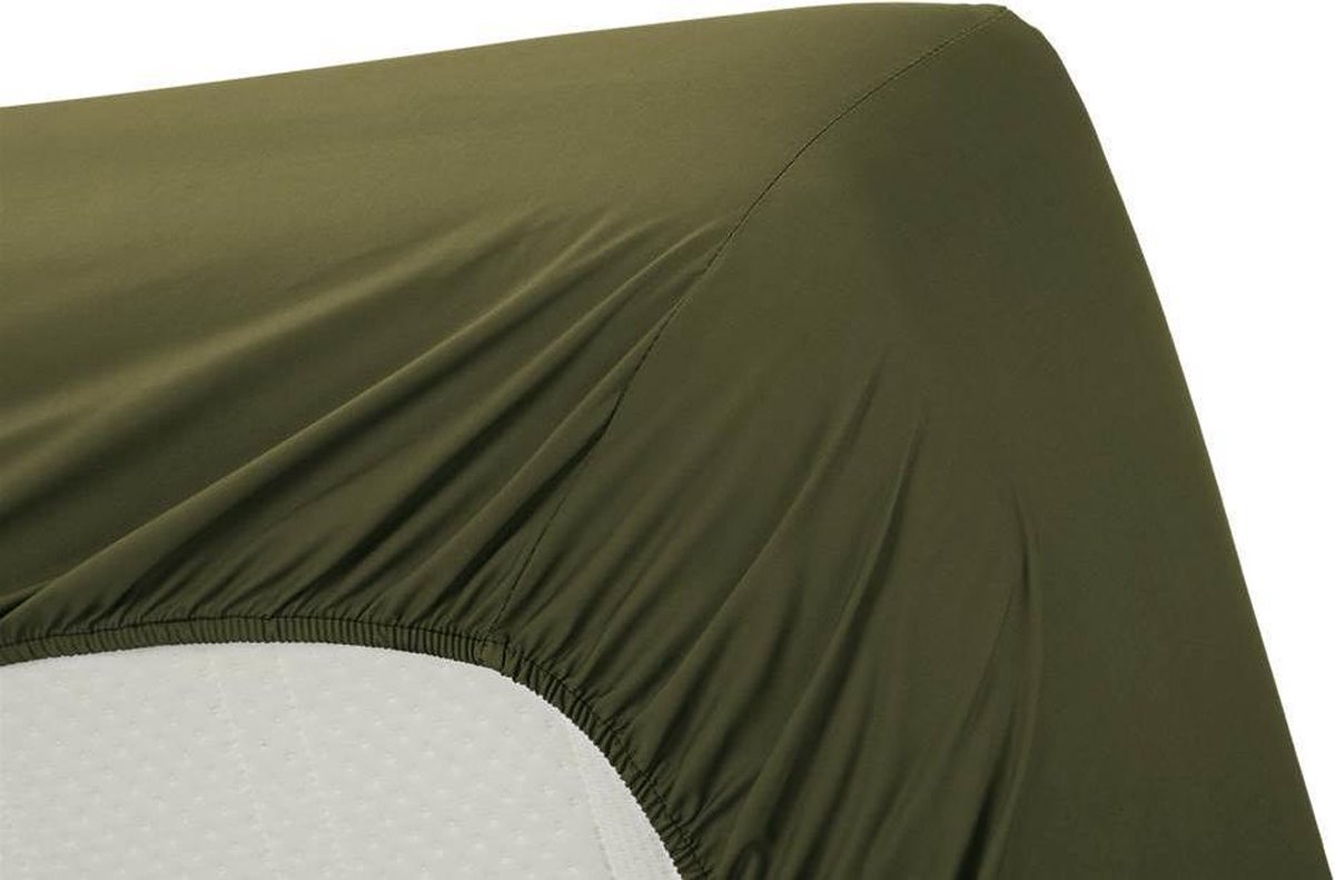 AMBIANTE Hoeslaken Katoen Olijf-1-persoons (90x210/220 Cm) - Groen