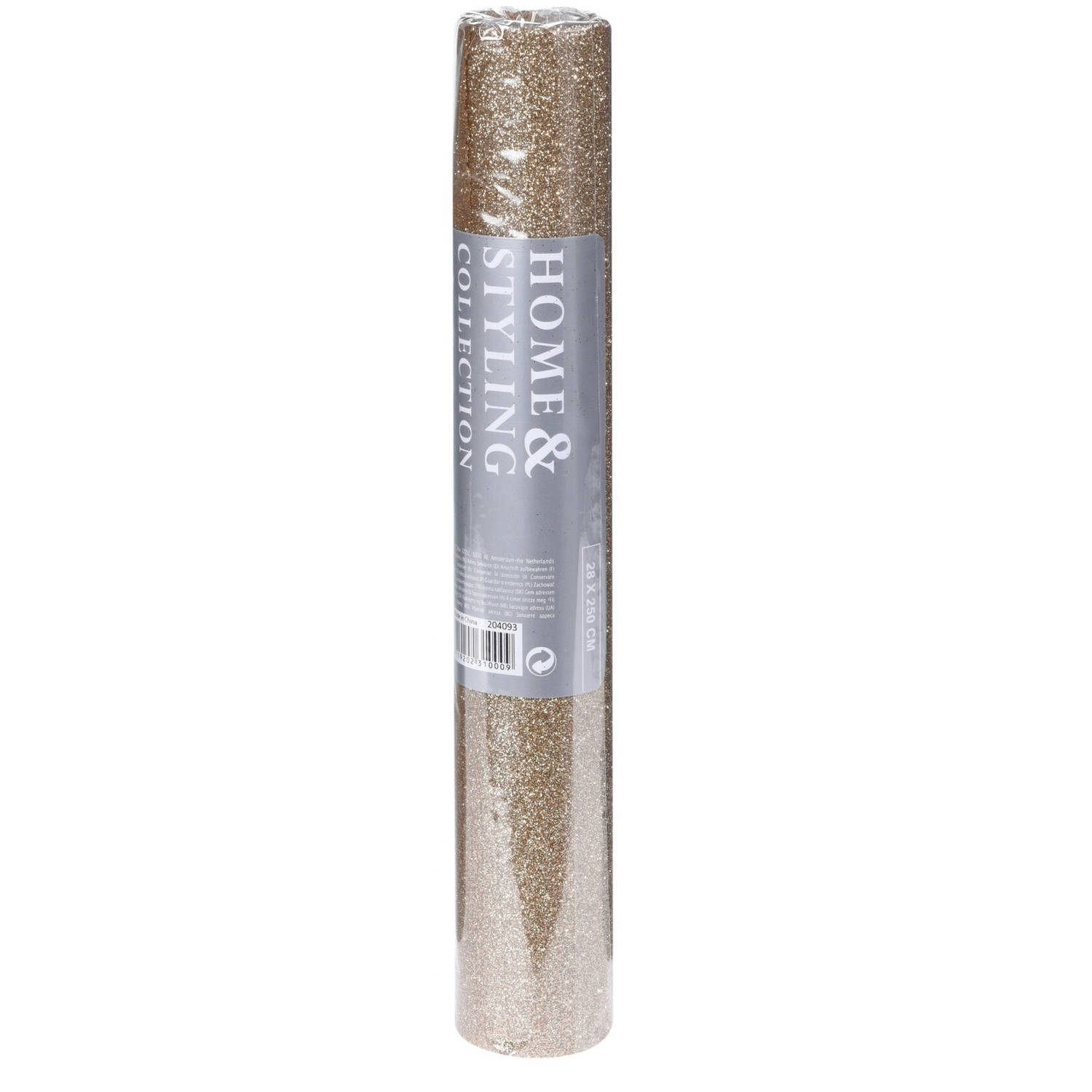 Decoratie Stof/tafelloper Champagne Glitter 28 X 250 Cm - Feesttafelkleden