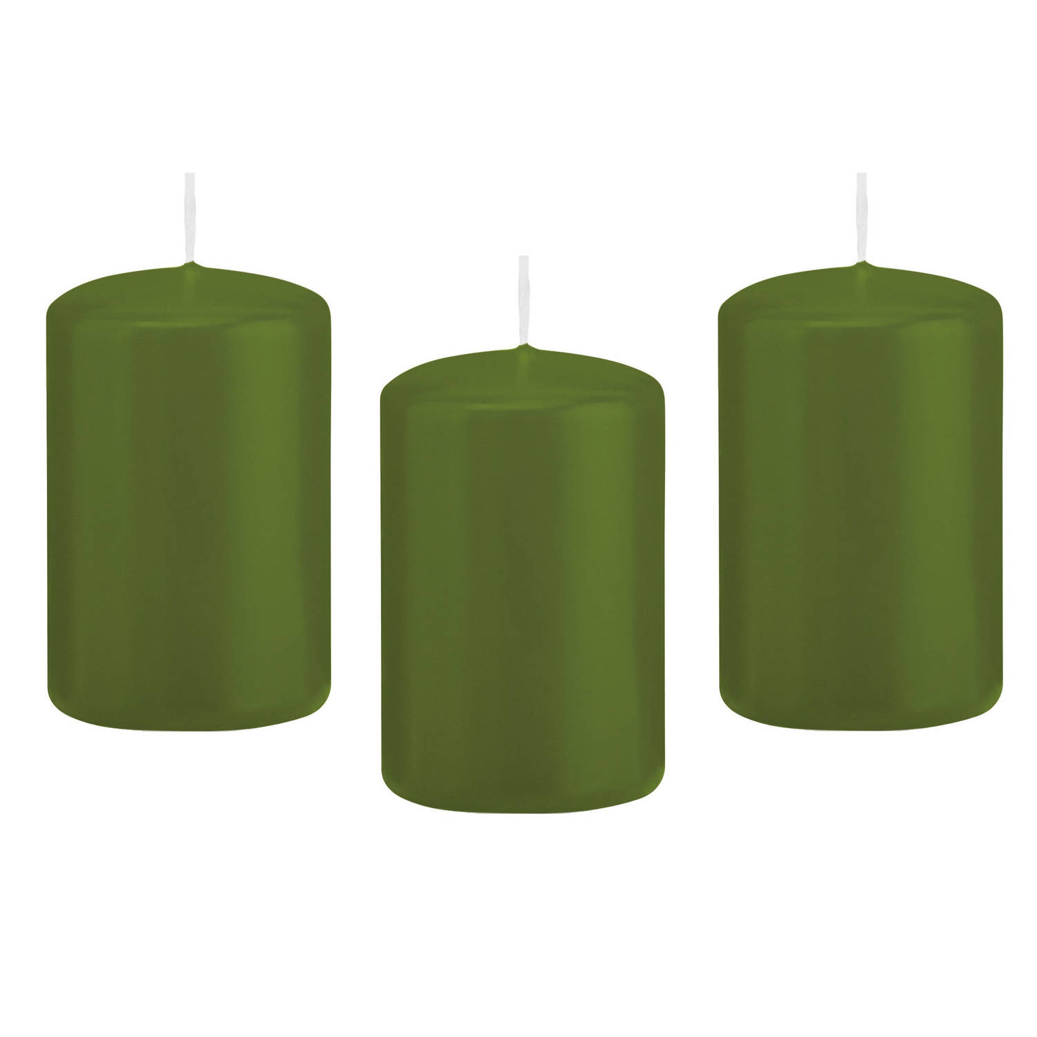 Trend Candles 8x Olijfe Cilinderkaarsen/stompkaarsen 5 X 8 Cm 18 Branduren - Stompkaarsen - Groen