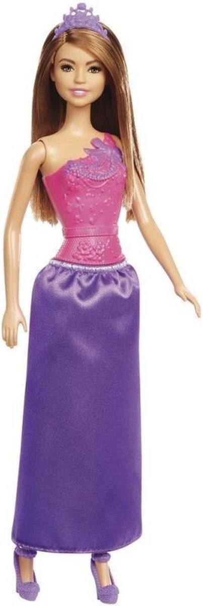 Barbie Princess - Donker Haar - Prinses Roze/paars - Modepop 32cm