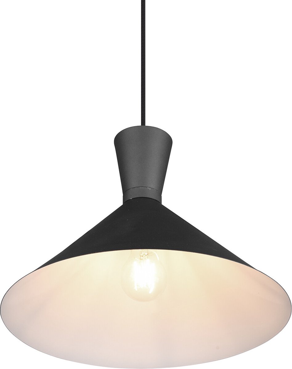 BES LED Led Hanglamp - Trion Ewomi - E27 Fitting - 1-lichts - Rond - Mat - Aluminium - Ø35cm - Zwart