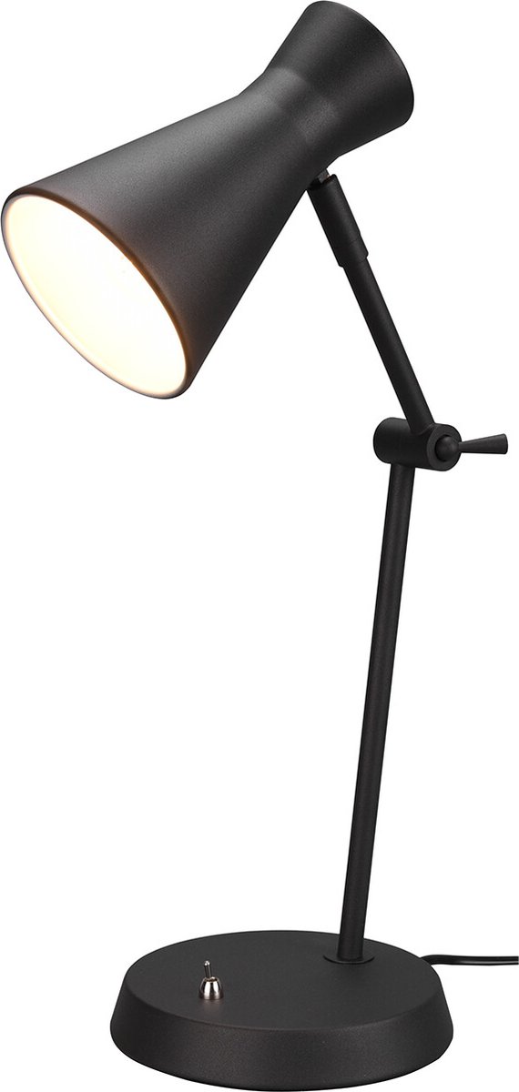 BES LED Led Bureaulamp - Tafelverlichting - Trion Ewomi - E27 Fitting - Rond - Mat - Aluminium - Zwart