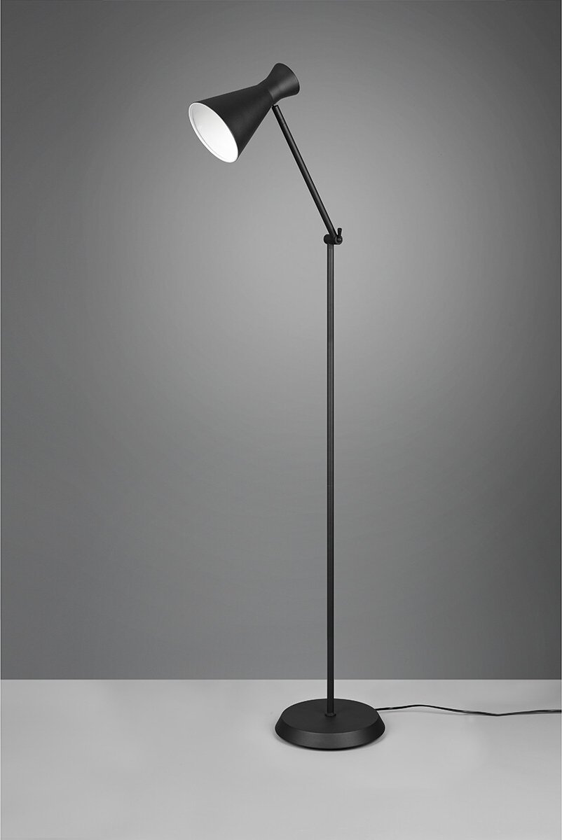 BES LED Led Vloerlamp - Vloerverlichting - Trion Ewomi - E27 Fitting - Rond - Mat - Aluminium - Zwart