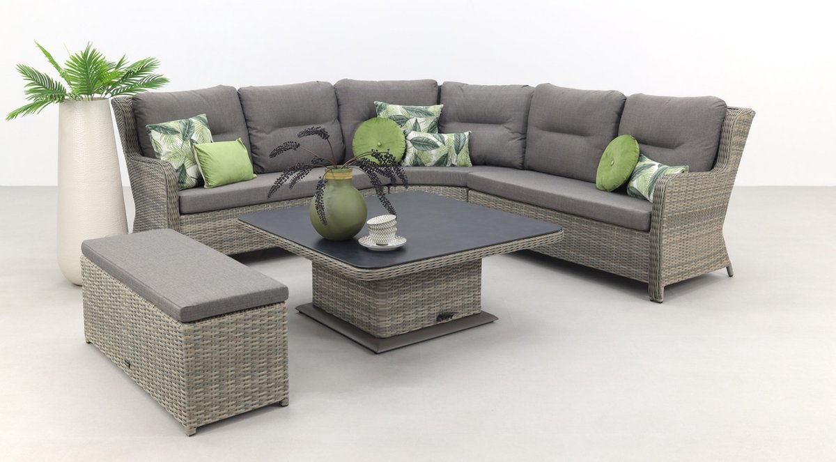 Vdg Sandigo Lounge Dining Set Met Bijzetbank - Bruin