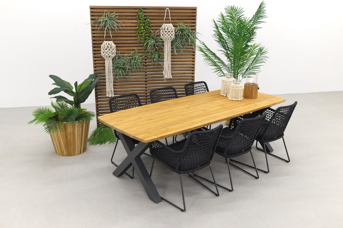 4 Seasons Outdoor Taste Athena / Sefa Tuintafel 240x95 Cm - Teak - Tuinset 7-delig - Bruin