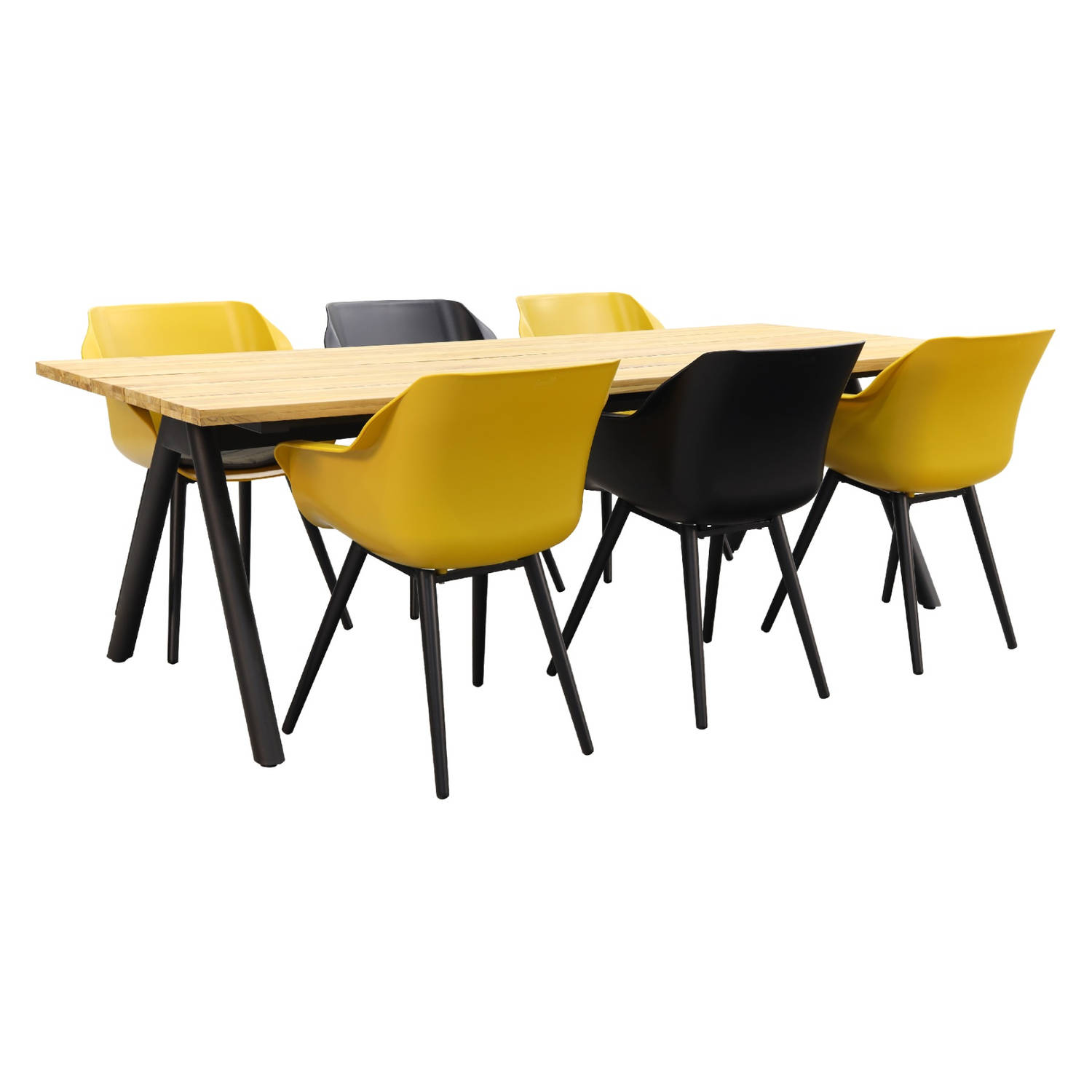 Hartman Tuinset Sophie Studio Yellow/black/mason Teak Tafel 240 Cm. - Zwart