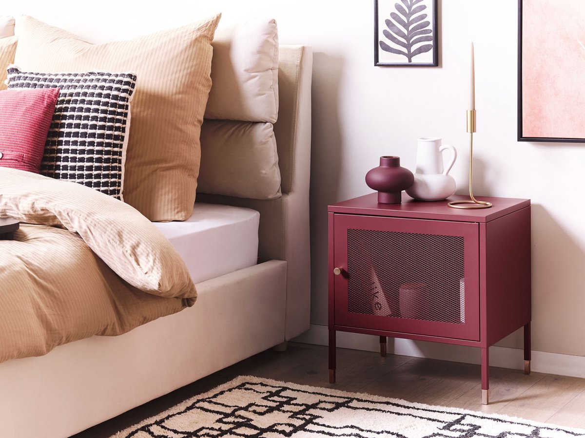 Beliani Ossett - Nachtkast--staal - Rood