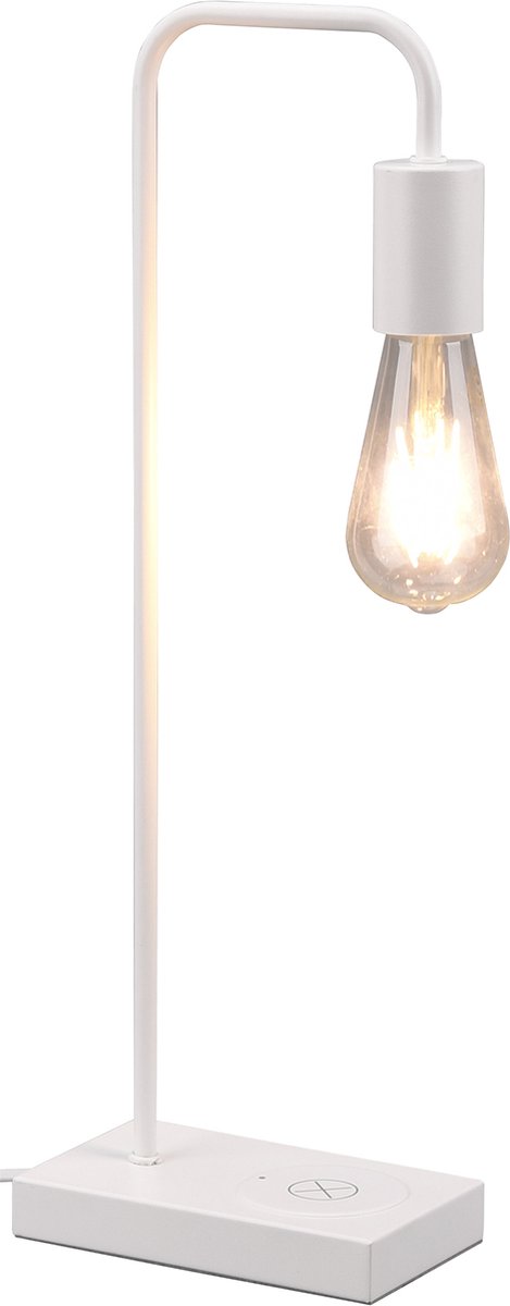 BES LED Led Tafellamp - Tafelverlichting - Trion Milaya - E27 Fitting - Rechthoek - Mat Wit - Aluminium