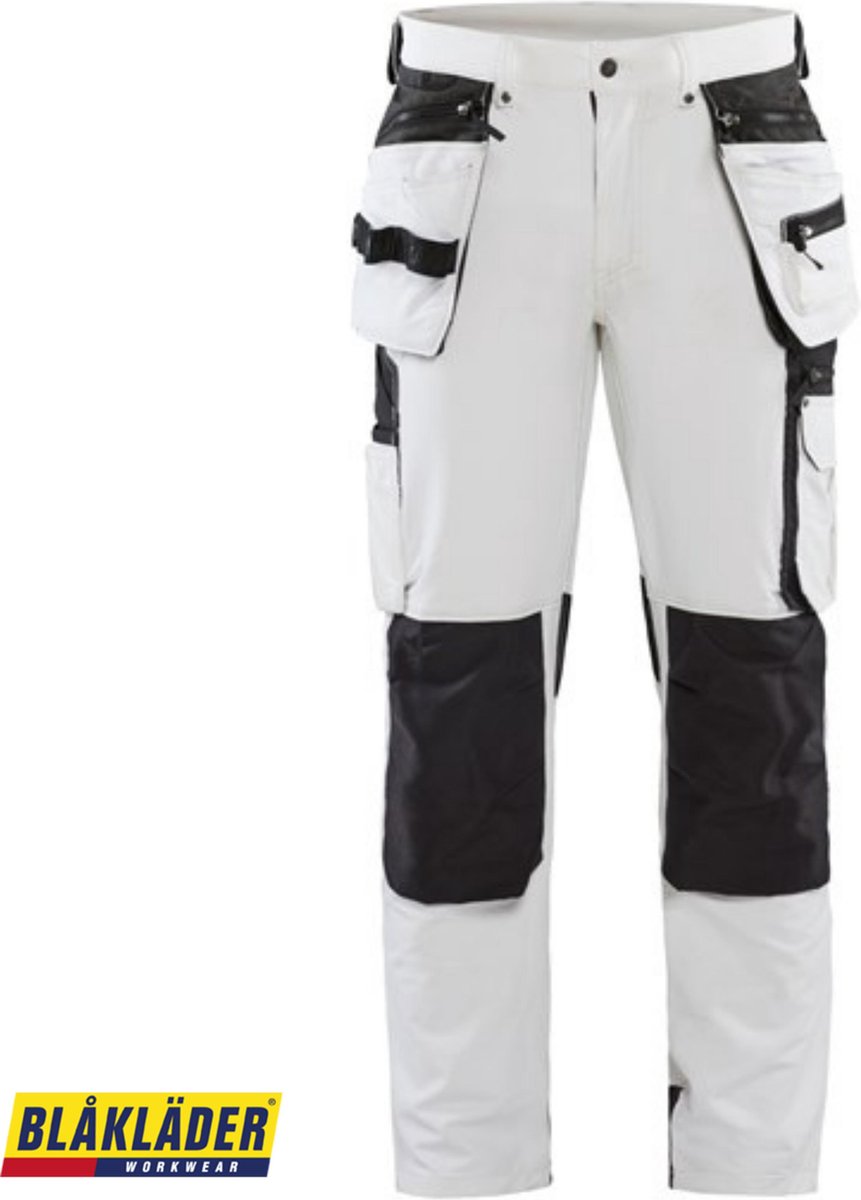 Blaklader Blåkläder 1079 Werkbroek voor schilder/stucadoor met 4-weg stretch - wit/donkergrijs - 52 (L)