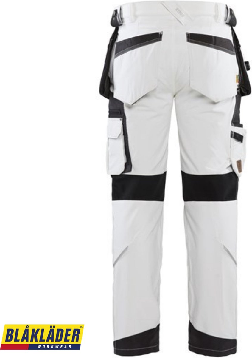 Blaklader Blåkläder 1079 Werkbroek voor schilder/stucadoor met 4-weg stretch - wit/donkergrijs - 52 (L)