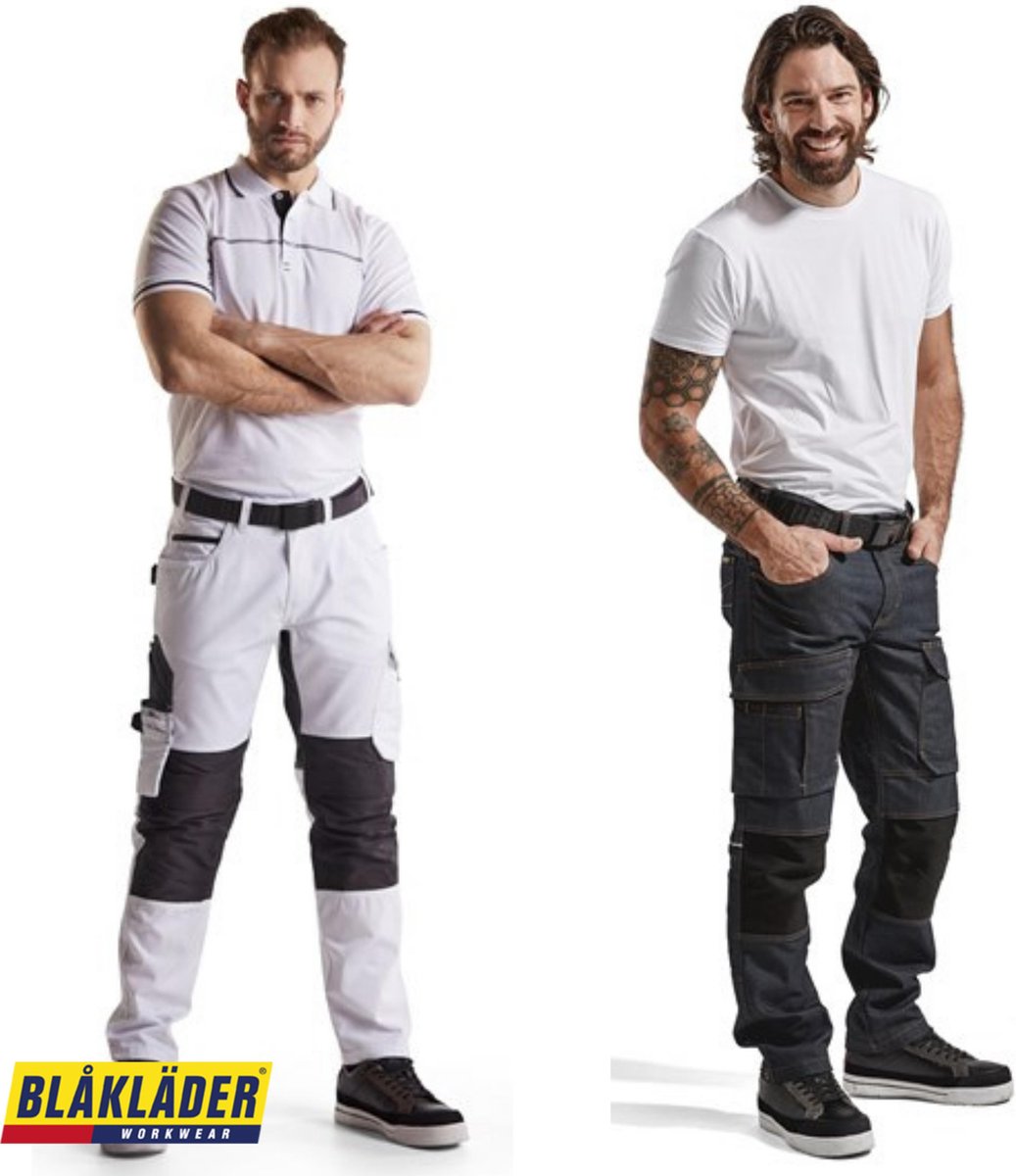 Blaklader Blåkläder 1079 Werkbroek voor schilder/stucadoor met 4-weg stretch - wit/donkergrijs - 52 (L)