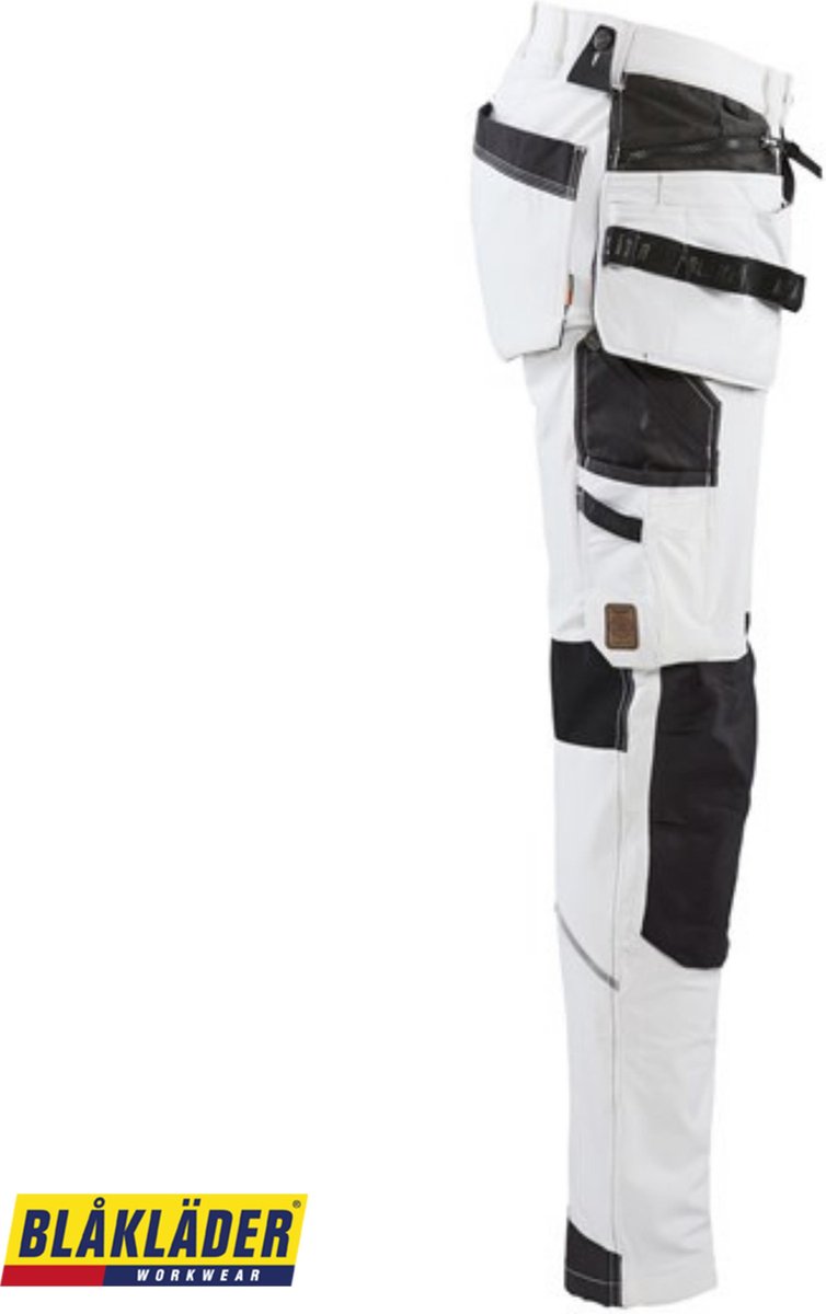 Blaklader Blåkläder 1079 Werkbroek voor schilder/stucadoor met 4-weg stretch - wit/donkergrijs - 52 (L)