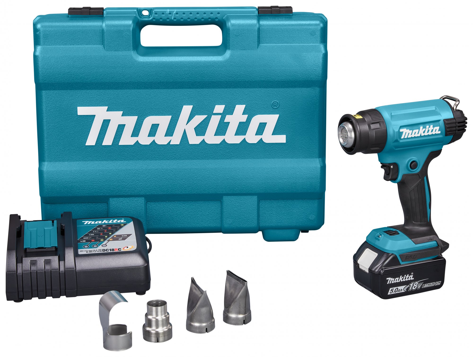 Makita DHG181RT 18V Li-Ion accu heteluchtpistool set (1x 5,0Ah) in koffer - 550°C - 200l/min