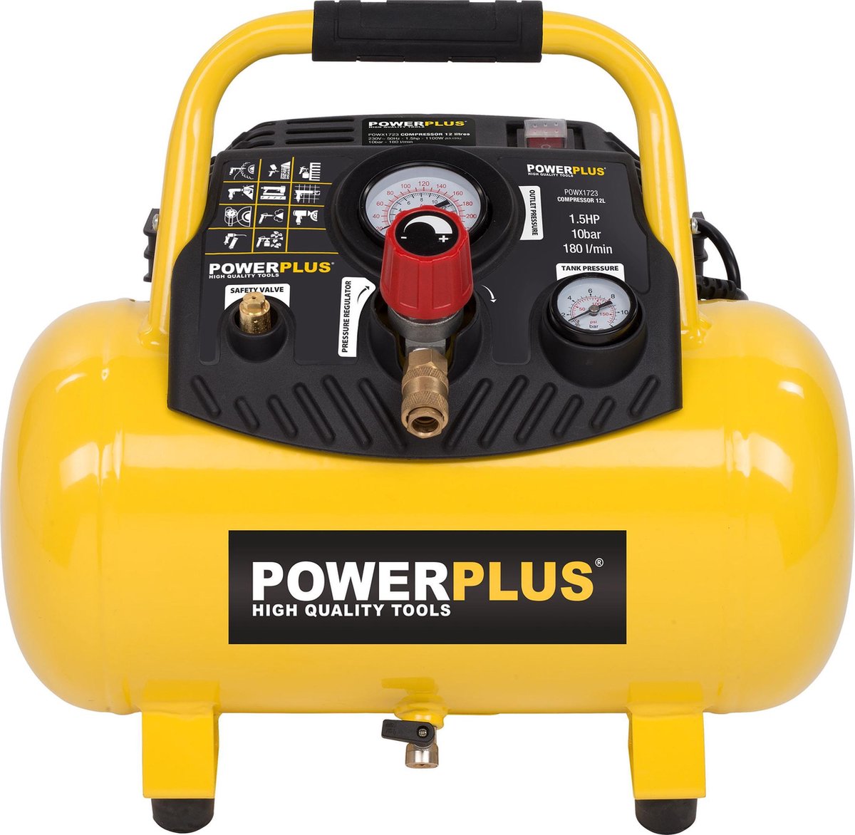 PowerPlus POWX1723 Compressor - 1100W - 12L - olievrij