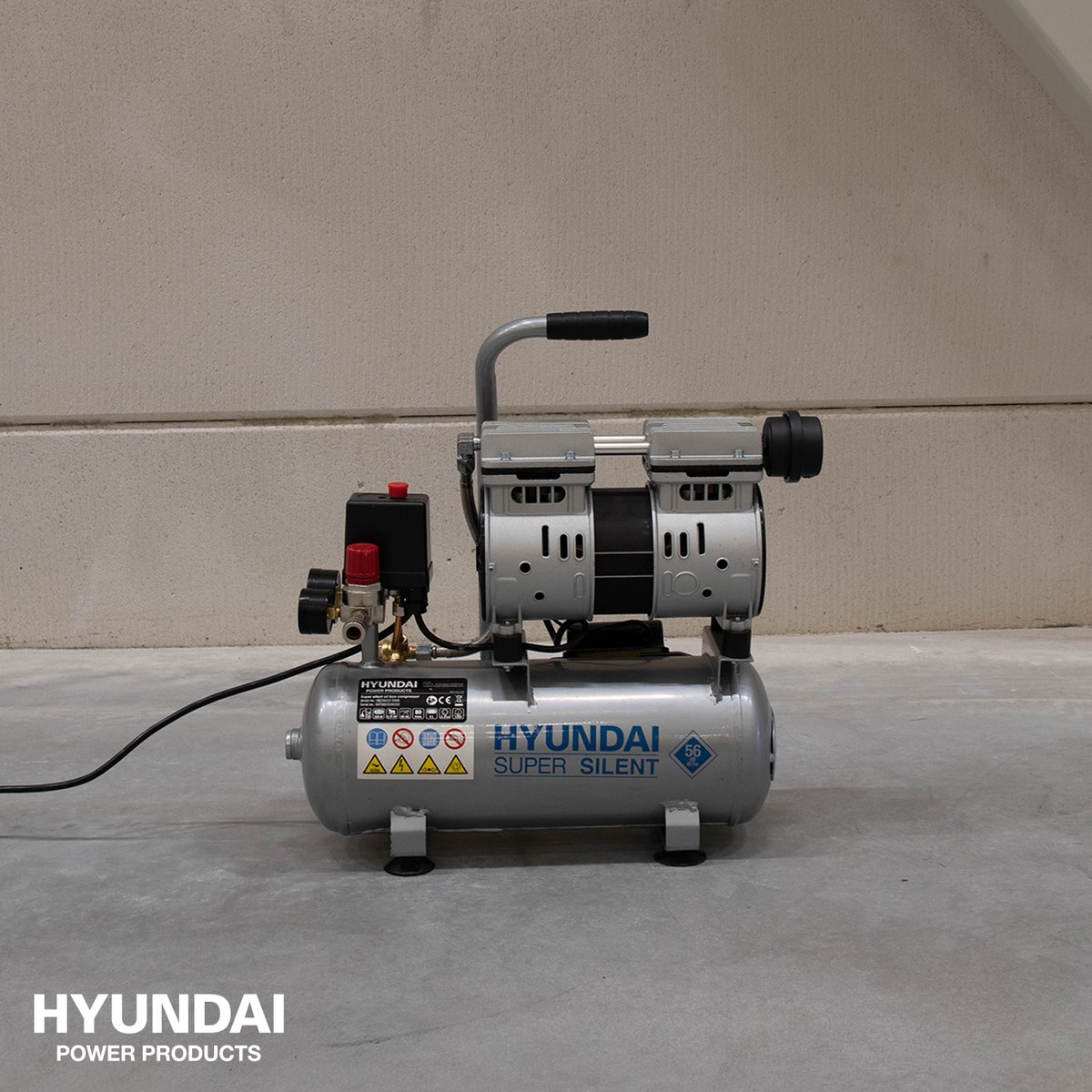 Hyundai 55758 Stille compressor - olievrij - 230V - 8L