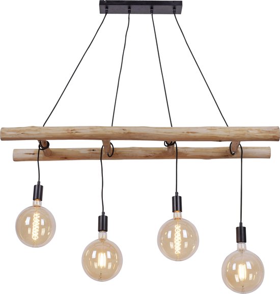 LeuchtenDirekt Edgar 15025-18 Pendellamp LED E27 120 W Hout, - Bruin