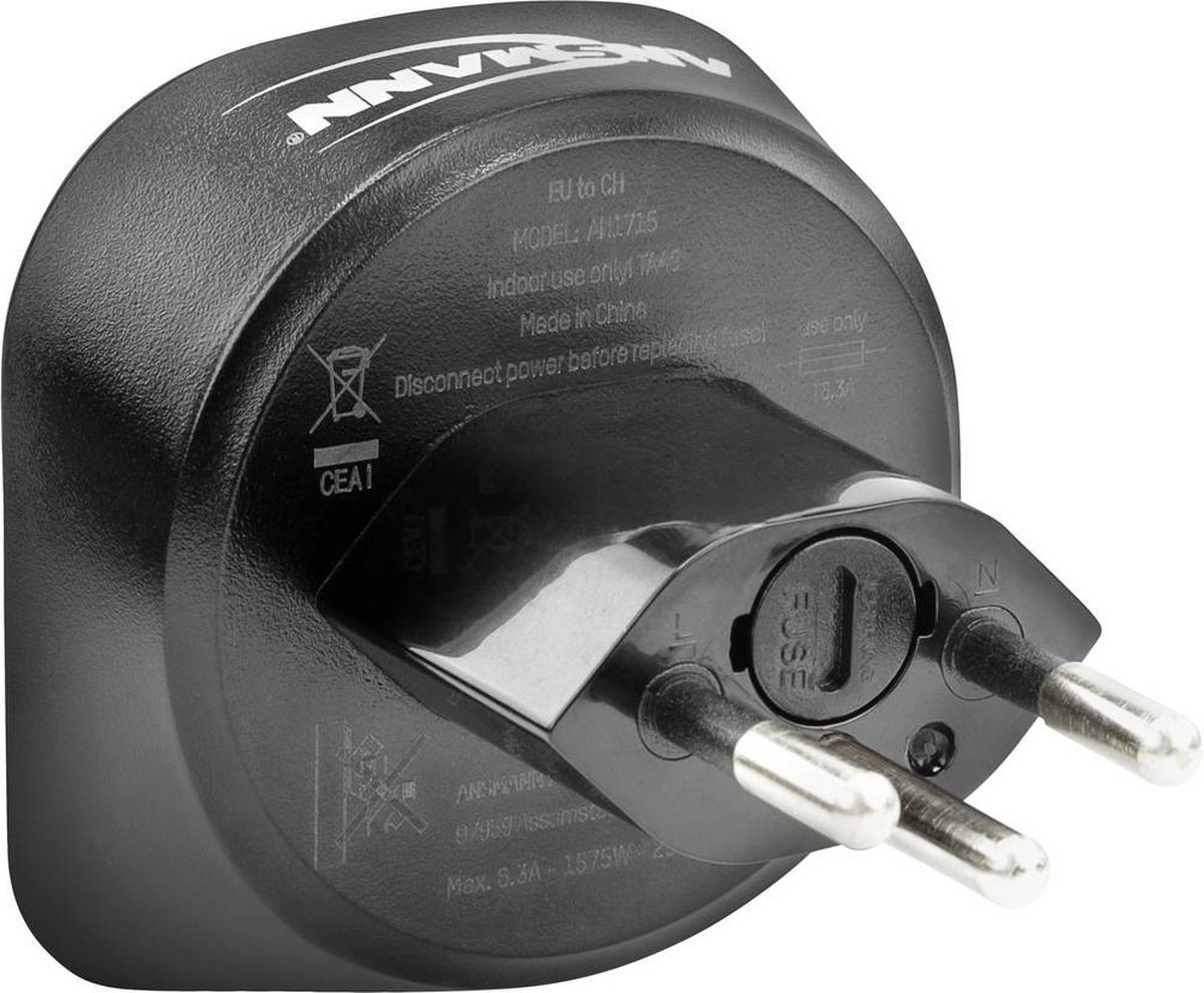 Ansmann 1250-0034 Reisstekker EU to CH