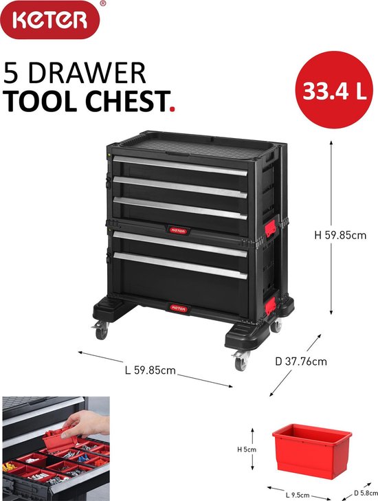 Keter 237007 Gereedschapswagen Kleur (specifiek): - Zwart
