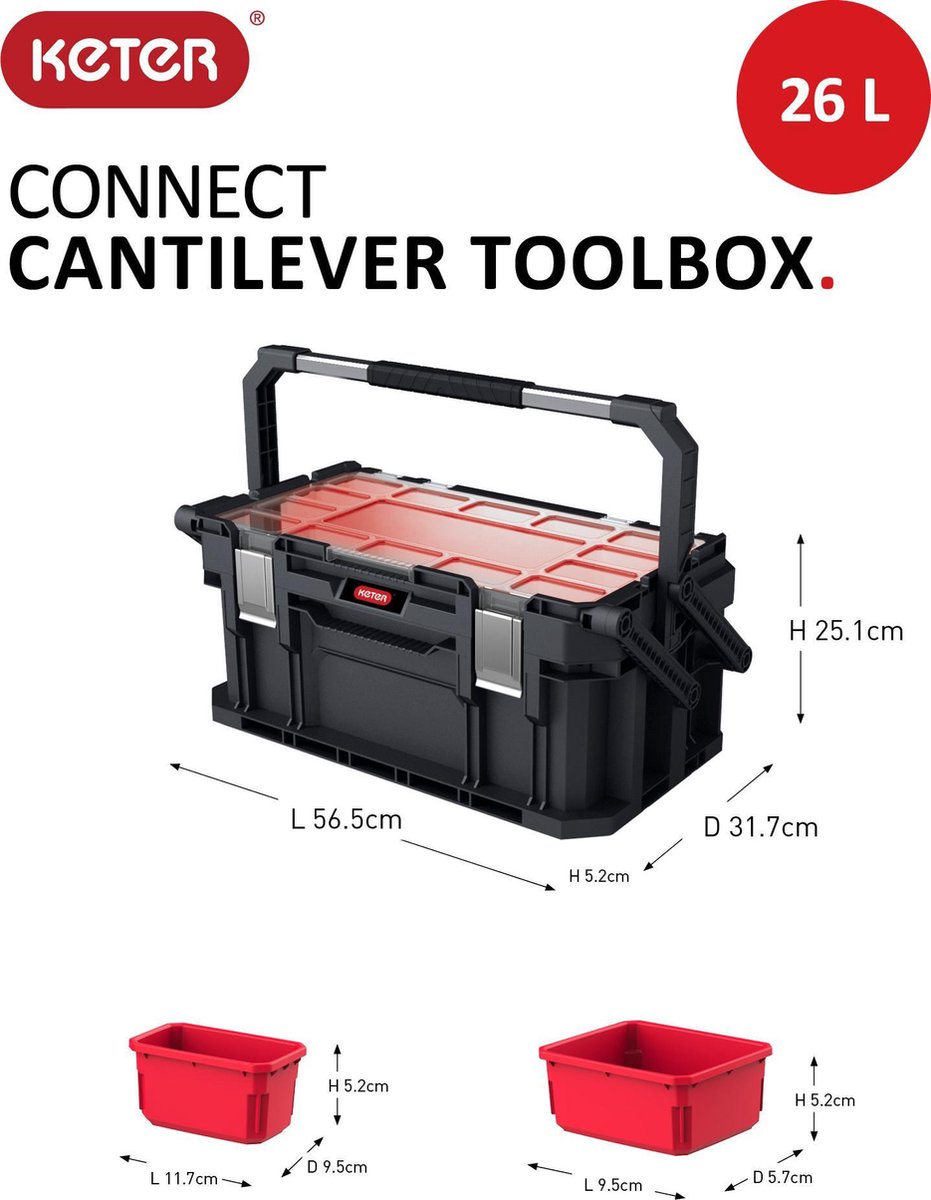 Keter 238275 Connect Gereedschapskist (leeg) - Zwart