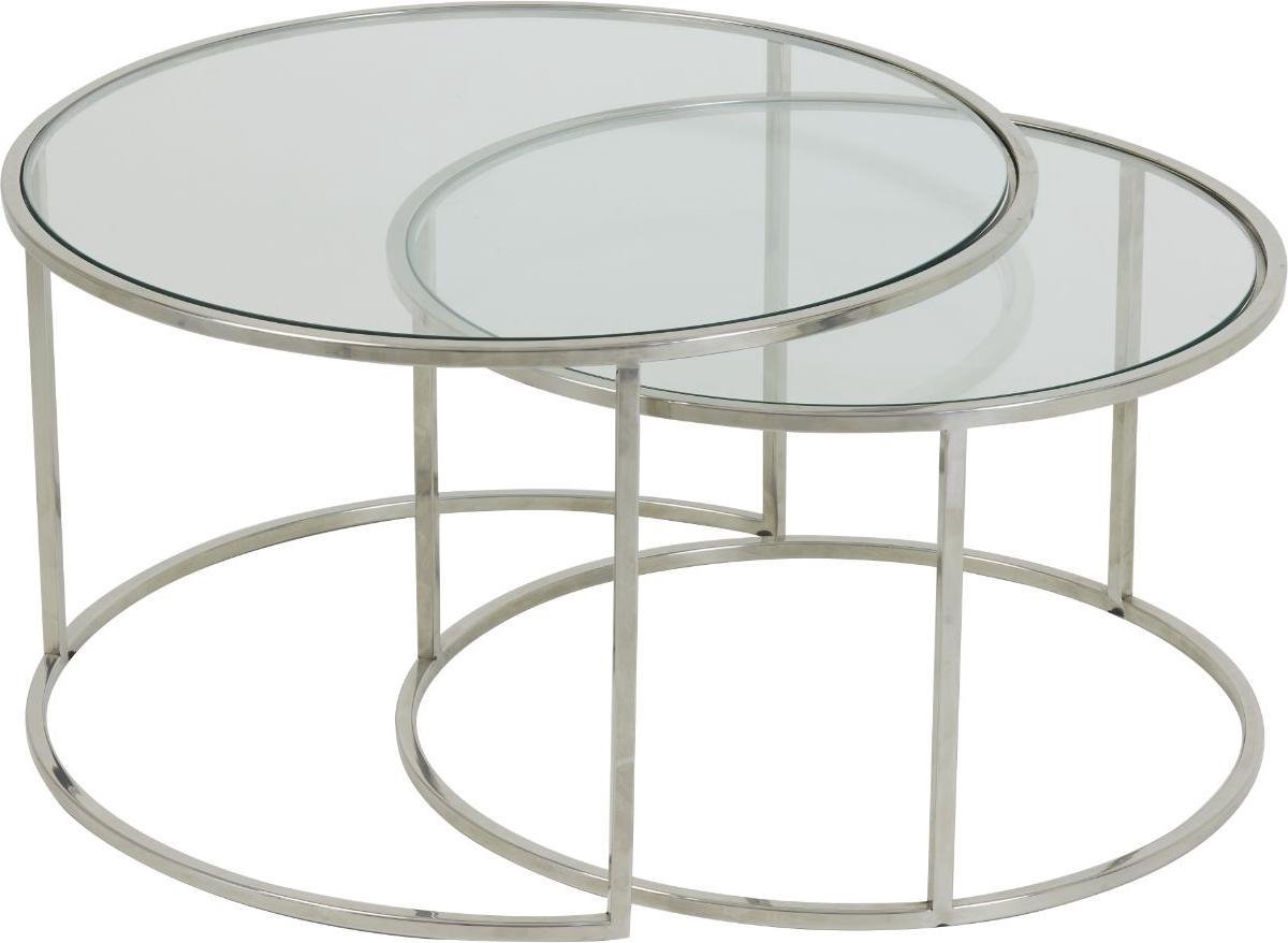 Light & Living Coffee table set van 2 diameter 65 x 39 diameter 75 x 44 cm Duarte nickel-glass - Silver