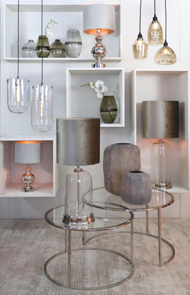 Light & Living Coffee table set van 2 diameter 65 x 39 diameter 75 x 44 cm Duarte nickel-glass - Silver