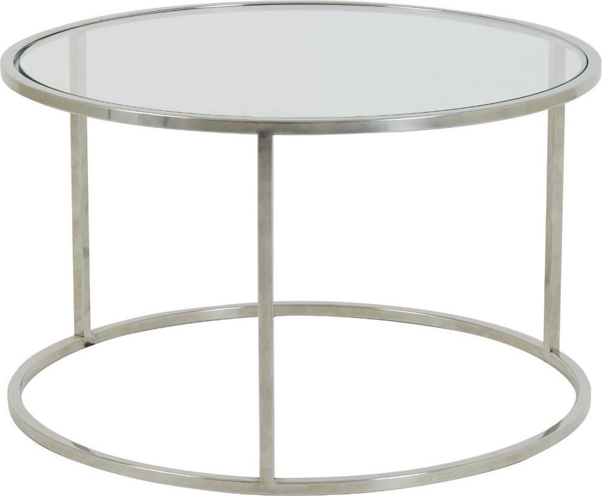 Light & Living Coffee table set van 2 diameter 65 x 39 diameter 75 x 44 cm Duarte nickel-glass - Silver