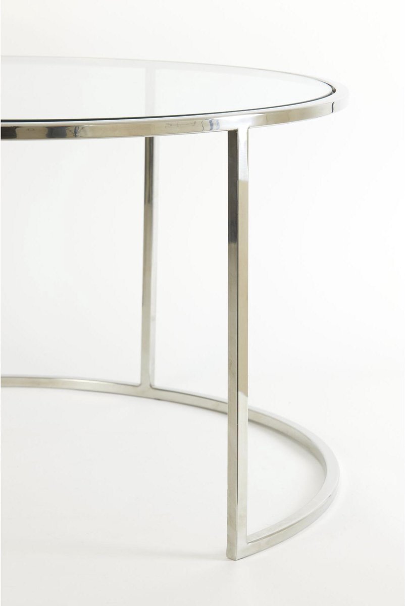 Light & Living Coffee table set van 2 diameter 65 x 39 diameter 75 x 44 cm Duarte nickel-glass - Silver