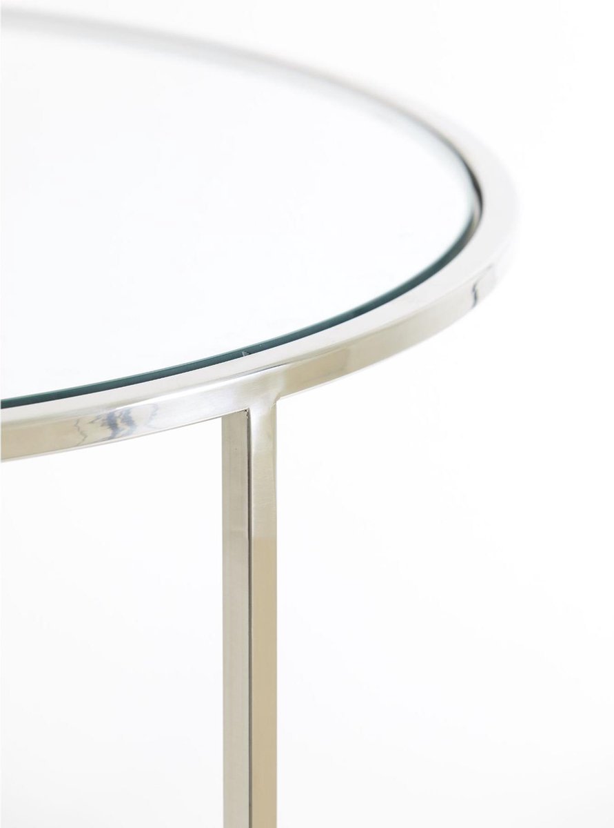 Light & Living Coffee table set van 2 diameter 65 x 39 diameter 75 x 44 cm Duarte nickel-glass - Silver