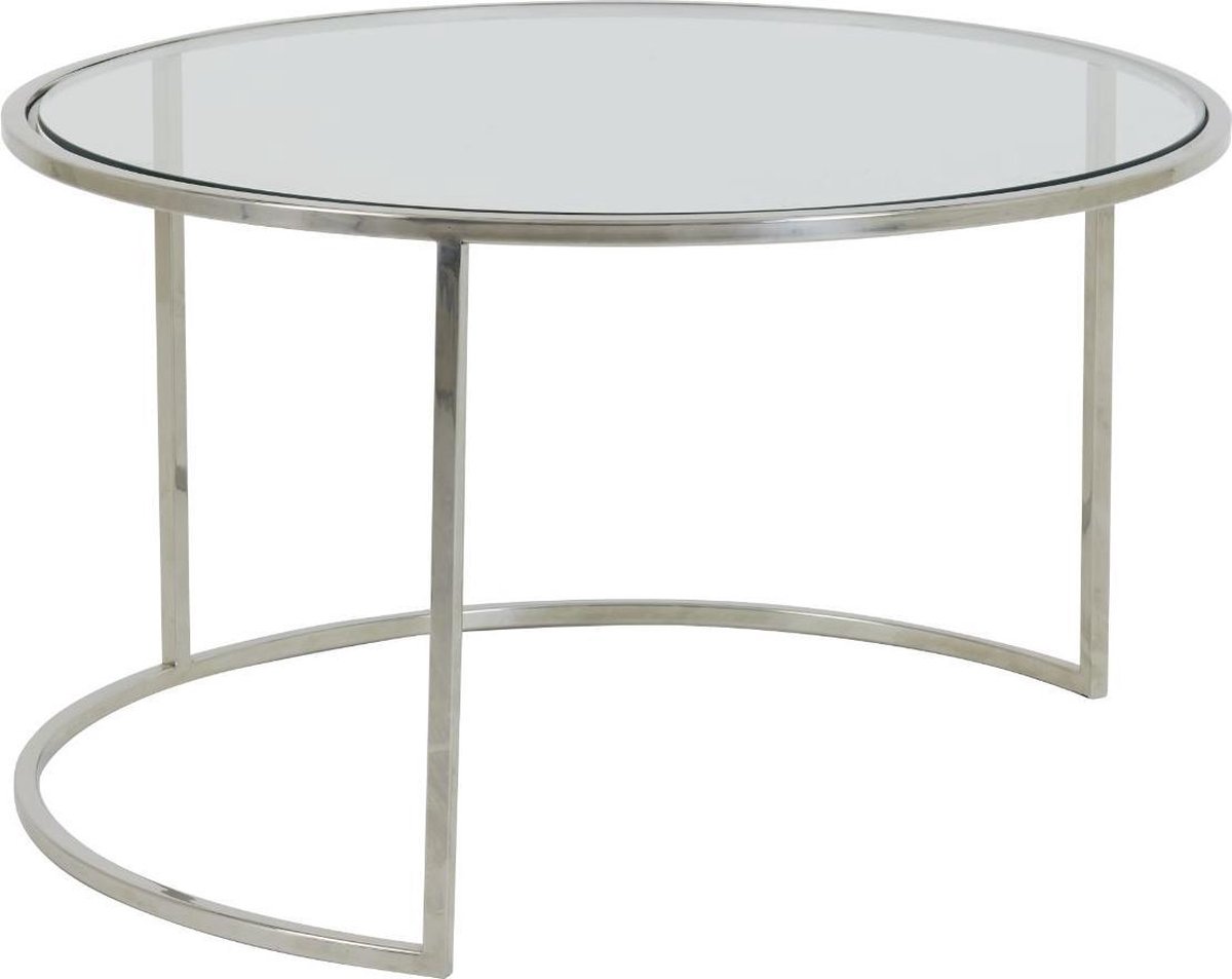 Light & Living Coffee table set van 2 diameter 65 x 39 diameter 75 x 44 cm Duarte nickel-glass - Silver
