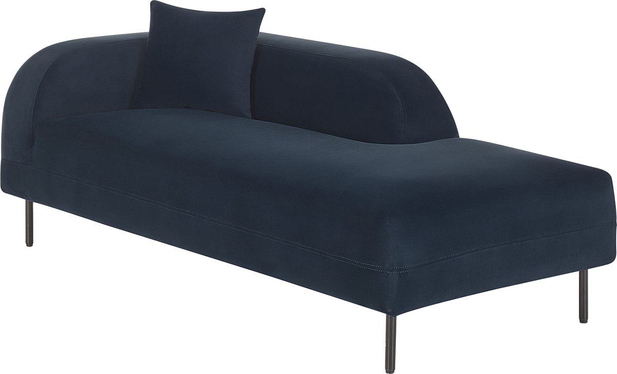 Beliani Le Crau - Chaise Longue--fluweel - Blauw