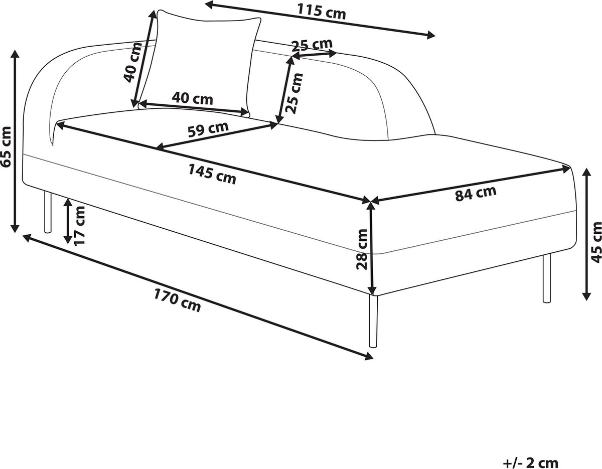 Beliani Le Crau - Chaise Longue--fluweel - Blauw