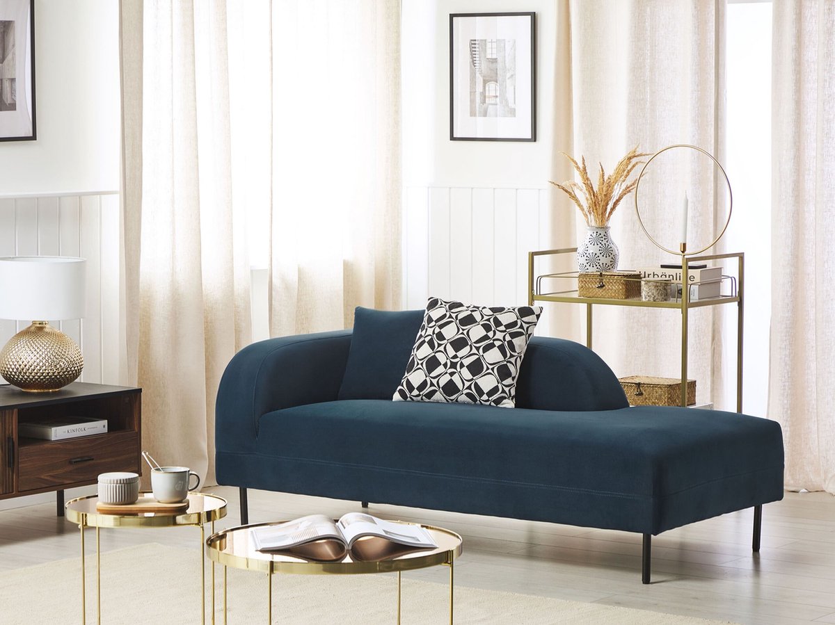 Beliani Le Crau - Chaise Longue--fluweel - Blauw