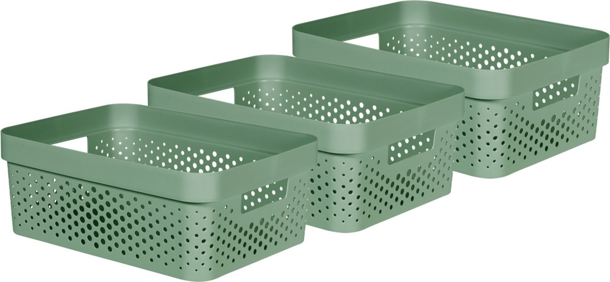 Curver Infinity Recycled Dots Opbergbox - 11l - 3 Stuks - Groen