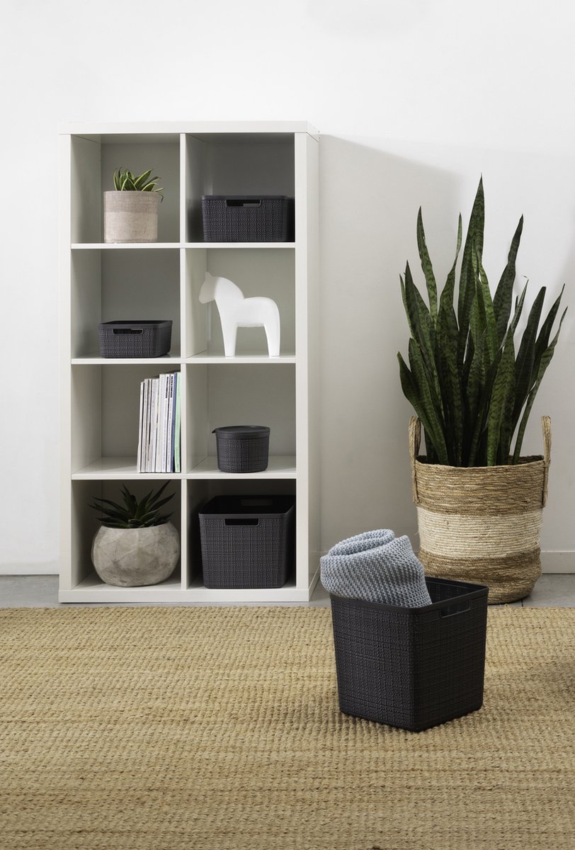 Curver Jute Opbergmand L - 20l - 3 Stuks - Donker - Recycled Kunststof - Grijs