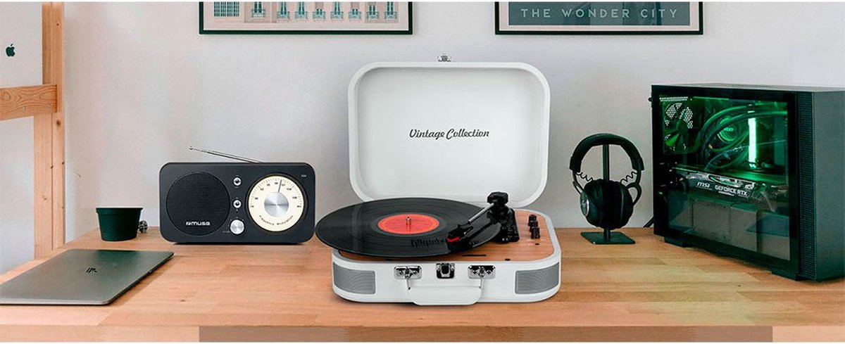 Muse Mt-201ww - Bluetooth Kofferplatenspeler Met Encoding-functie In Het Wit