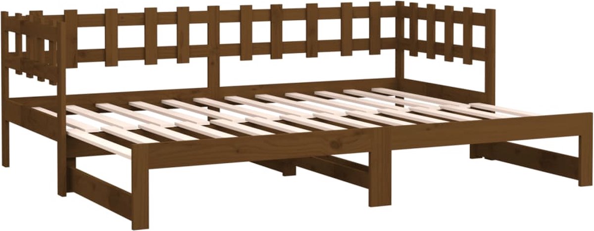 Vidaxl Slaapbank Uitschuifbaar 2x(90x200) Cm Grenenhout Honing - Bruin
