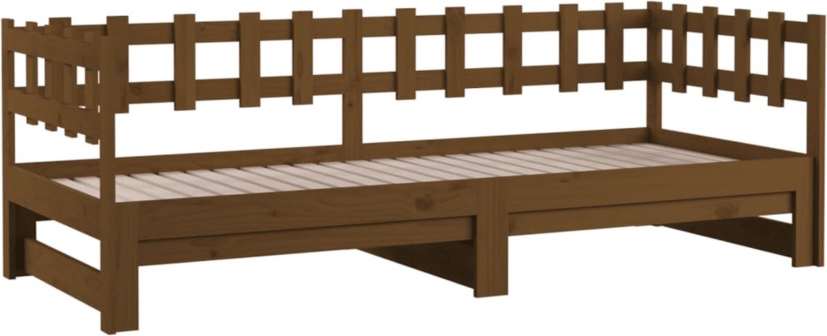 Vidaxl Slaapbank Uitschuifbaar 2x(90x200) Cm Grenenhout Honing - Bruin
