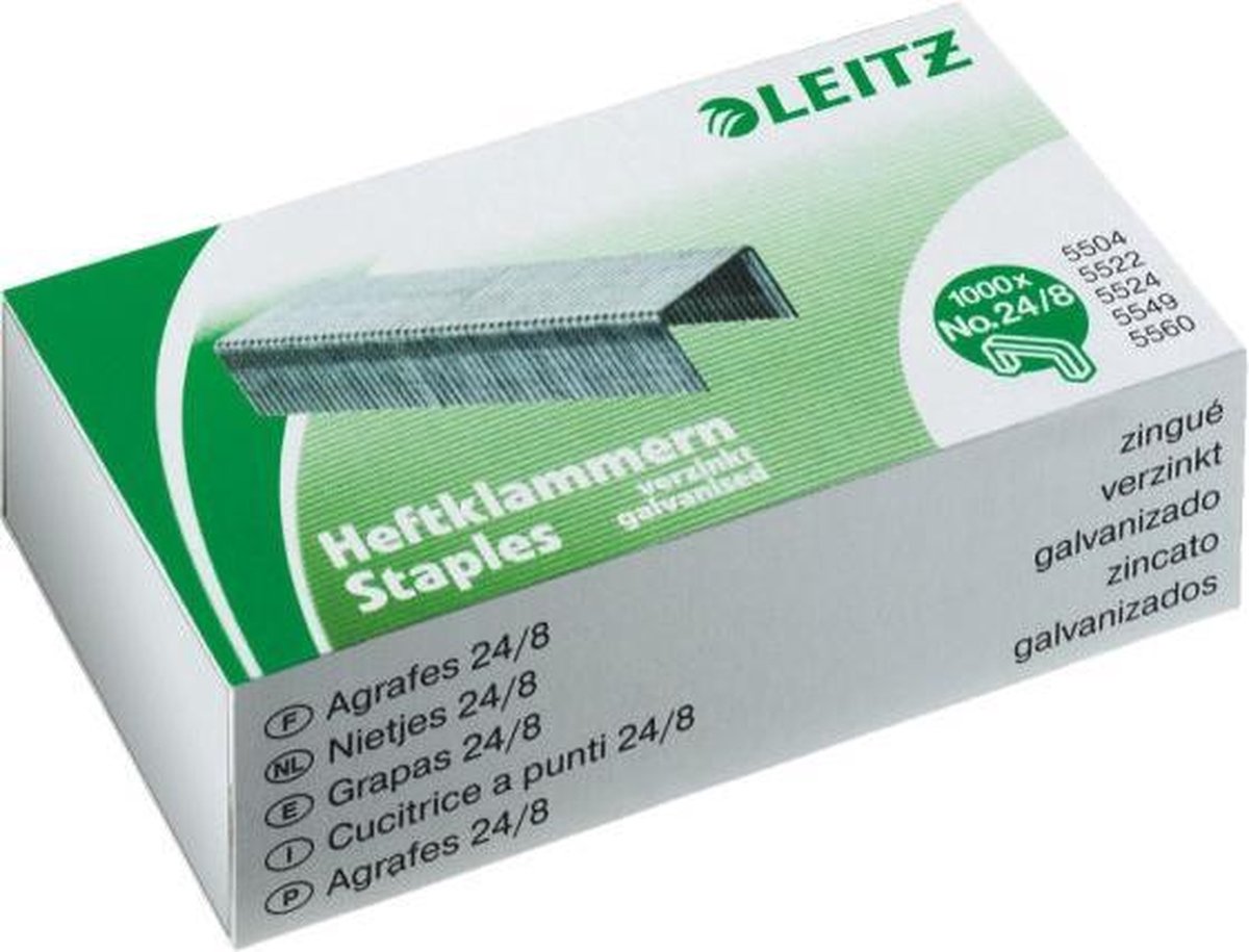 Leitz 24/8 Power Performance P4 5571-00-00 Nietjes 1000 stuk(s) 1.000 stuks/pak Heftcapaciteit: 40 vel (80 g/mÂ²)