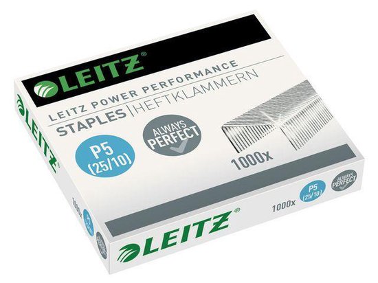 Leitz 25/10 Power Performance P5 5574-00-00 Nietjes 1000 stuk(s) 1.000 stuks/pak Heftcapaciteit: 60 vel (80 g/mÂ²)