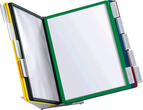 Durable Wandhouder voor bureaustandaard VARIO WALL 10 - 5567 Rood, Geel, Groen, Blauw, DIN A4 Aantal meegeleverde displaypanels 10 - Zwart
