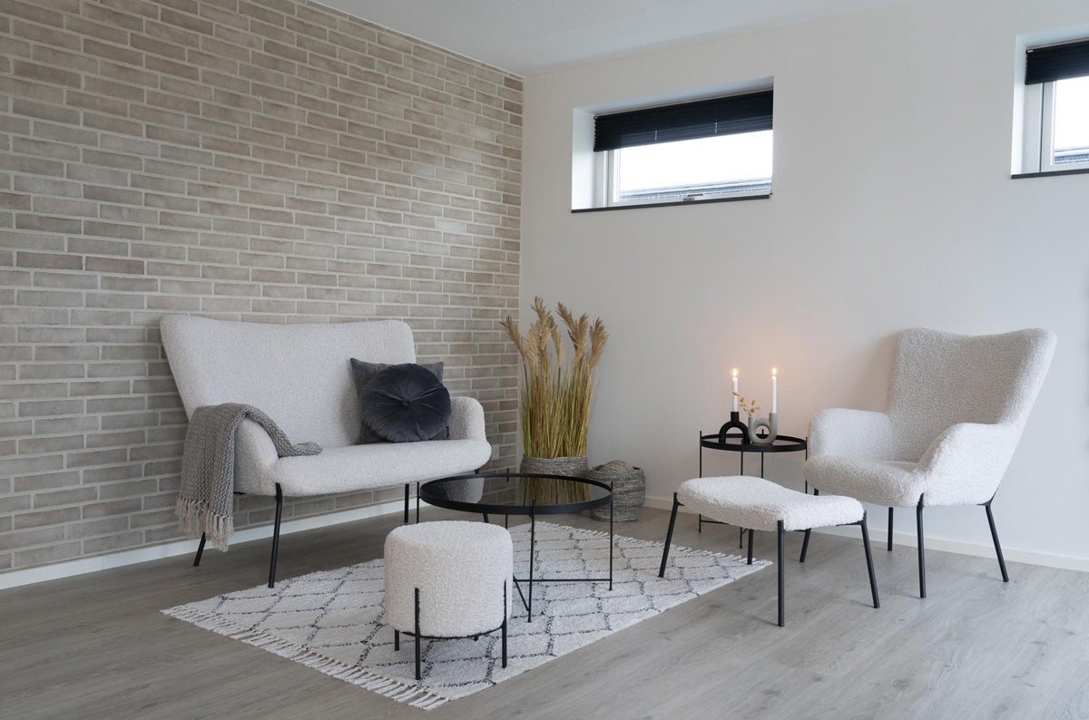 Artichok Rosemarie schapenvacht poef - B61 x D41 x H36 cm - Wit