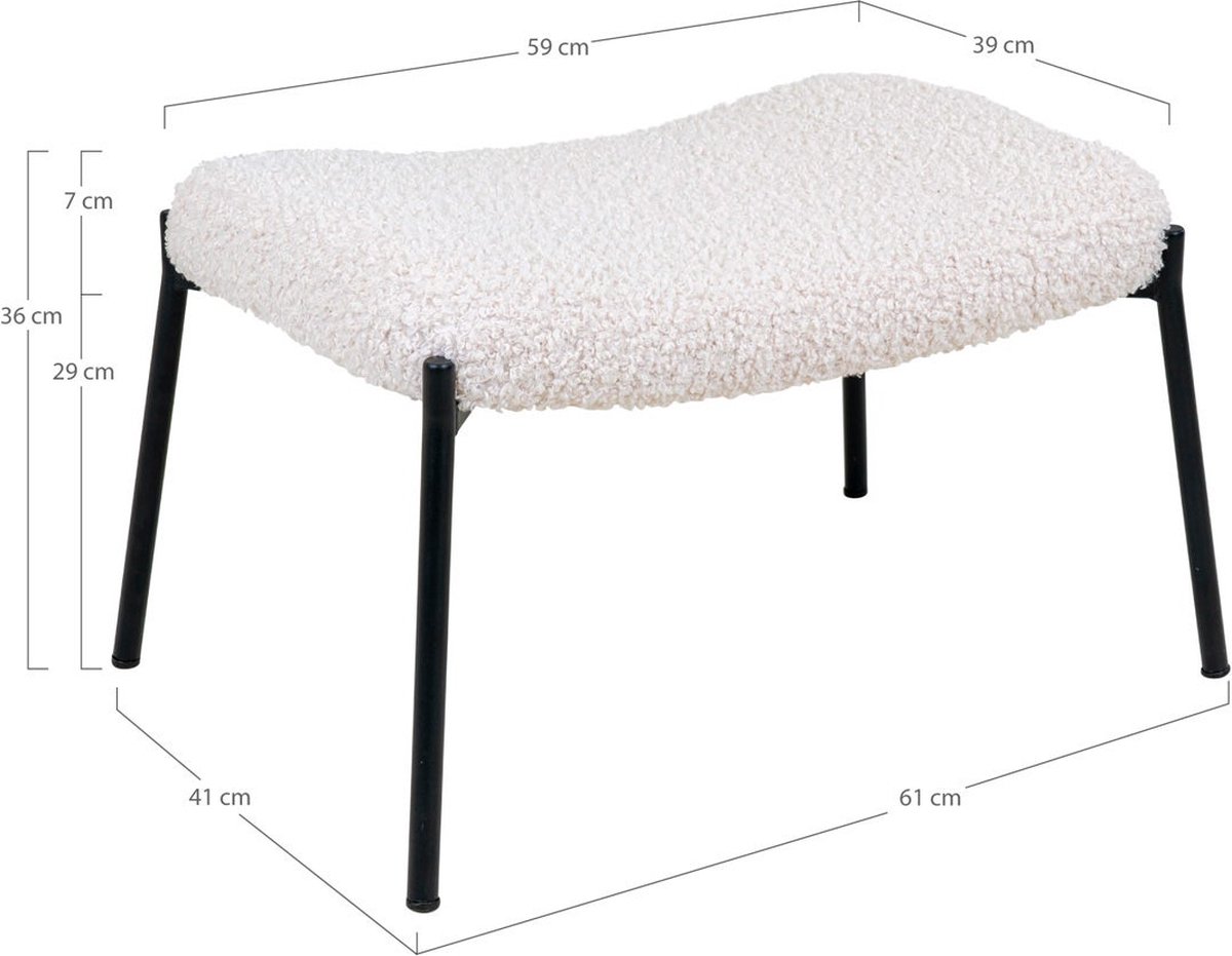 Artichok Rosemarie schapenvacht poef - B61 x D41 x H36 cm - Wit