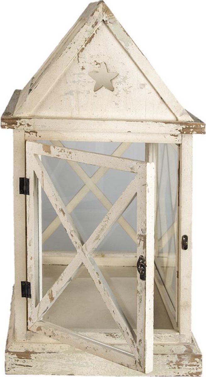 Clayre & Eef Decoratie kweekkasje 54x35x66 cm Wit Hout Glas Rechthoek