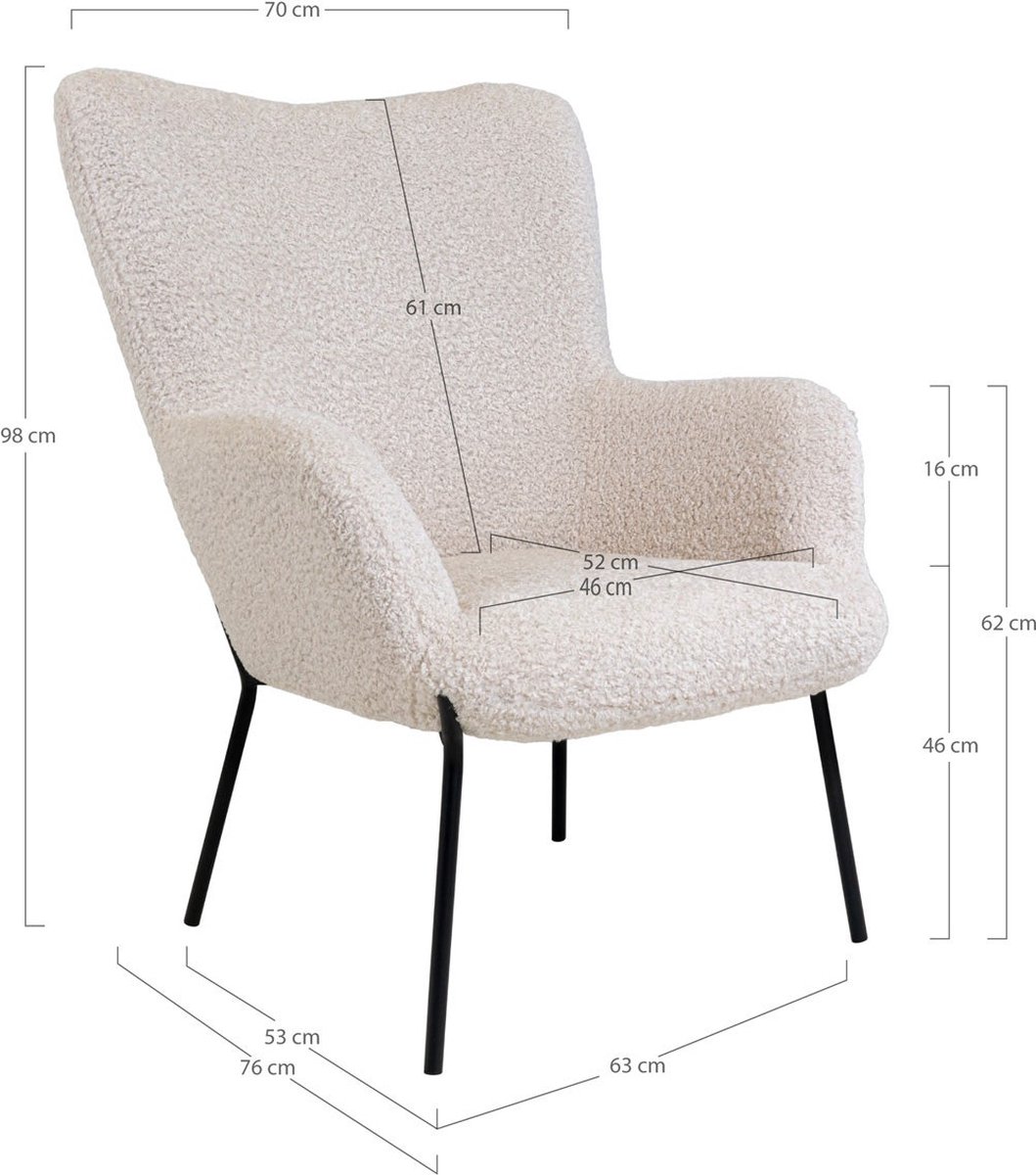 Artichok Rosemarie teddy fauteuil gebroken wit