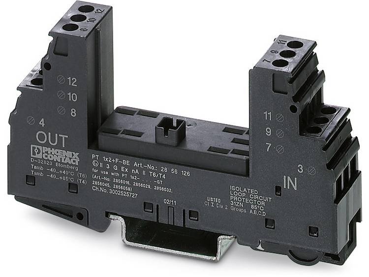 Phoenix Contact 2856126 PT 1X2+F-BE Overspanningsveilige sokkel Set van 10 stuks Overspanningsbeveiliging voor:elkast 10 stuk(s) - Groen